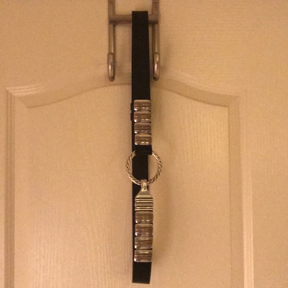 Black Leather Belt with Silver/Gold
